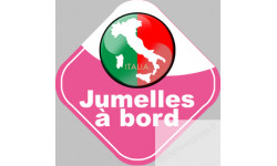 bébé à bord jumelles d'origine Italienne - 15x15cm - Sticker/autocollant