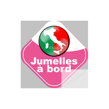 bébé à bord jumelles d'origine Italienne - 15x15cm - Sticker/autocollant