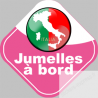 bébé à bord jumelles d'origine Italienne - 15x15cm - Sticker/autocollant