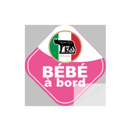 bébé à bord d'origine Italienne - 15x15cm - Sticker/autocollant