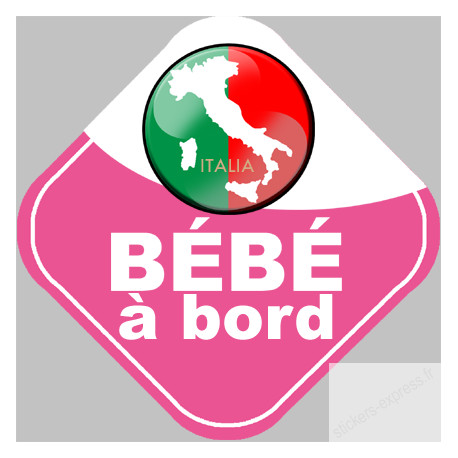 bébé à bord d'origine Italienne - 15x15cm - Sticker/autocollant