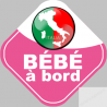 bébé à bord d'origine Italienne - 15x15cm - Sticker/autocollant