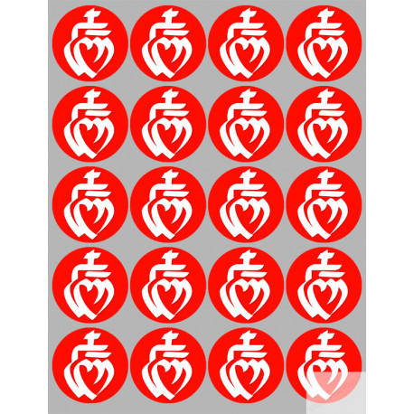 Vendée blanc sur fond rouge - 20fois 5cm - Sticker/autocollant
