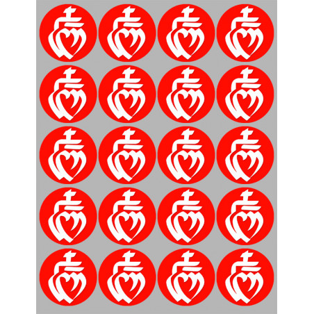 Vendée blanc sur fond rouge - 20fois 5cm - Sticker/autocollant